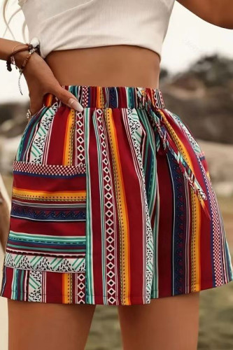Summer Bohemian Striped Pocket Shorts