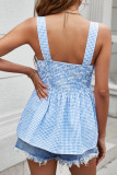 Grid Printed Adjustable Camisole Sleeveless Shirt