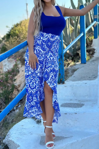Retro Style Paisley Print Irregular Skirt
