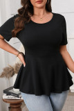 Round Neck Short Sleeved Bow Backless Shirt