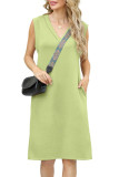 Summer Loose Sleeveless V-Neck Slit Dress