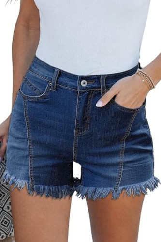 High Waisted Elastic Slimming Denim Shorts