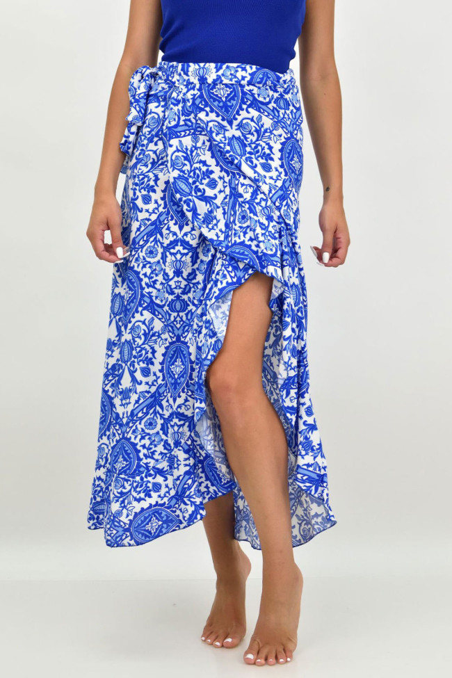 Retro Style Paisley Print Irregular Skirt