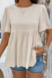 Summer Lace Round Neck Short Sleeved Shirt