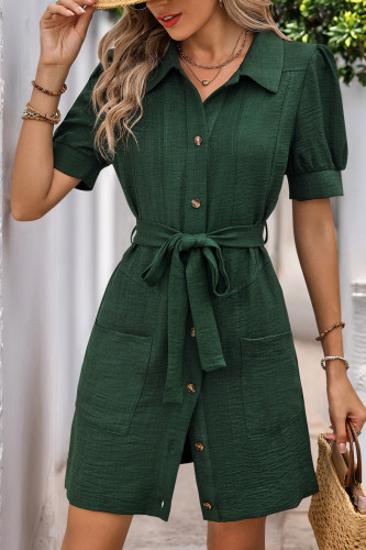 Summer Lapel Short Sleeved Shirt Dress