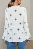 Ethnic Style Long Sleeved Ruffled Fringe Shirt