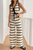 Lace Up Sleeveless Vest Knitted Pants Two-Piece Set