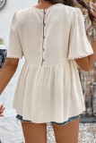 Summer Lace Round Neck Short Sleeved Shirt