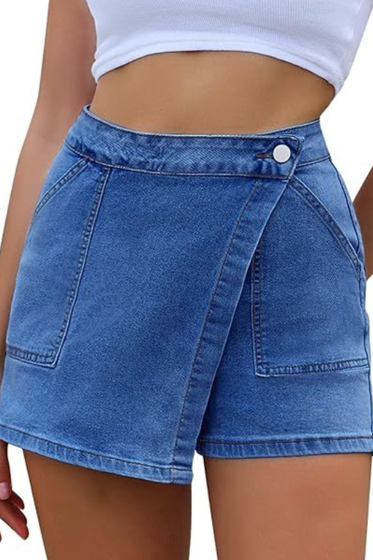 High Waisted Casual Workwear Denim Shorts
