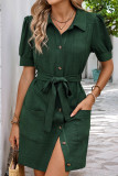 Summer Lapel Short Sleeved Shirt Dress