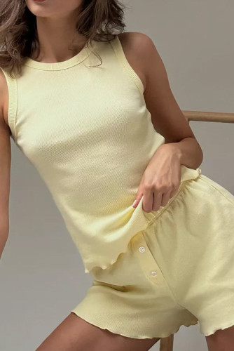 Solid Color Vest Shorts Two-Piece Set Pajamas
