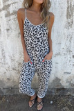 Leopard Print Loose Sleeveless Camisole Jumpsuit