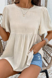 Summer Lace Round Neck Short Sleeved Shirt