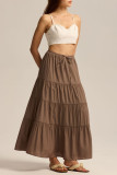 Summer Solid Color High Waisted Elastic Skirt