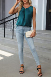 Summer Pleated Round Neck Sleeveless Shirt