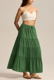 Summer Solid Color High Waisted Elastic Skirt