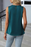Summer Pleated Round Neck Sleeveless Shirt