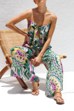 Printed Sleeveless Camisole Bow Jumpsuit