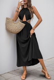 Ethnic Style Hanging Neck Sleeveless Hollow Dress