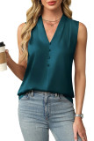 Summer Satin V-Neck Sleeveless Pleated Shirt