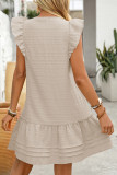 Summer Leisure Solid Color Ruffled Short Sleeve Dress