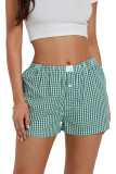 Retro Plaid Printed High Waisted Loose Wide Leg Shorts