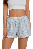 Retro Plaid Printed High Waisted Loose Wide Leg Shorts