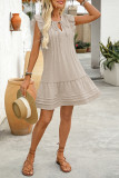 Summer Leisure Solid Color Ruffled Short Sleeve Dress