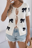 Summer Short Sleeved Bow Knit Sweater
