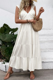 Solid Color V-Neck Sleeveless Backless Dress