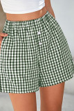 High Waisted Retro Checkered Printed Wide Leg Shorts