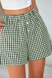 High Waisted Retro Checkered Printed Wide Leg Shorts
