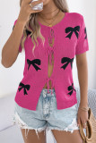 Summer Short Sleeved Bow Knit Sweater