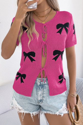 Summer Short Sleeved Bow Knit Sweater