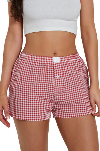 Retro Plaid Printed High Waisted Loose Wide Leg Shorts
