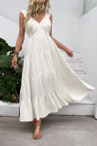 Solid Color V-Neck Sleeveless Backless Dress