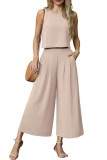 Sleeveless Vest Wide Leg Cropped Pants Two-Piece Set