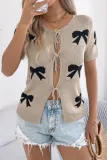 Summer Short Sleeved Bow Knit Sweater