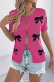 Summer Short Sleeved Bow Knit Sweater