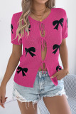Summer Short Sleeved Bow Knit Sweater