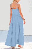 Solid Color Pleated Beach Strap Sleeveless Dress