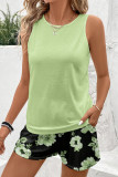Round Neck Sleeveless Vest Shorts Two-Piece Set