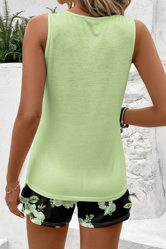 Round Neck Sleeveless Vest Shorts Two-Piece Set
