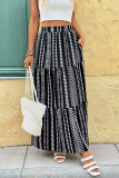 Ethnic Style Printed High Waisted Elastic Skirt