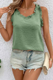V-Neck Ruffled Solid Color Sleeveless Vest