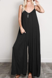 Large Size V-Neck Sleeveless Backless Wide Leg Jumpsuit