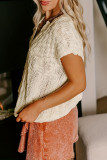 Solid Color Knitted V-Neck Loose Short Sleeved Shirt