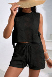 Knitted Hoodie Shorts Beach Vacation Two-Piece Set