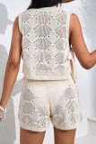 Knitted Hoodie Shorts Beach Vacation Two-Piece Set