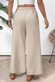 Summer Casual Pocket Elastic Wide Leg Pants